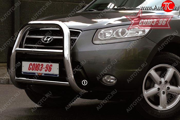 19 394 р. Защита переднего бампера Souz-96 (d76) Hyundai Santa Fe CM дорестайлинг (2006-2009)  с доставкой в г. Белгород