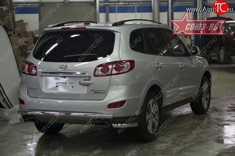 11 744 р. Защита заднего бампера рестайлинг Souz-96 (d60) Hyundai Santa Fe CM рестайлинг (2009-2012)  с доставкой в г. Белгород