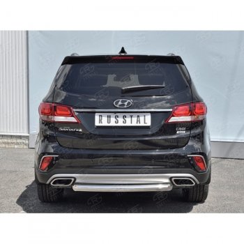13 199 р. Одинарная защита заднего бампера из трубы d63 мм SLITKOFF  Hyundai Grand Santa Fe  1 DM (2016-2018) рестайлинг  с доставкой в г. Белгород. Увеличить фотографию 2