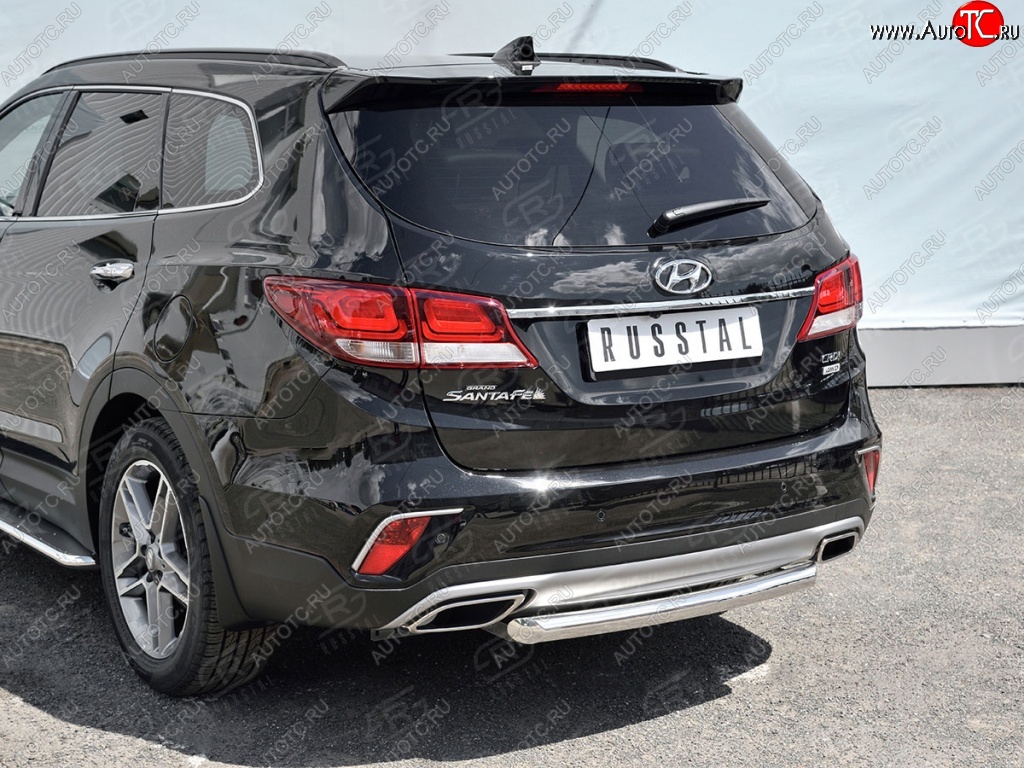 13 199 р. Одинарная защита заднего бампера из трубы d63 мм SLITKOFF  Hyundai Grand Santa Fe  1 DM (2016-2018) рестайлинг  с доставкой в г. Белгород
