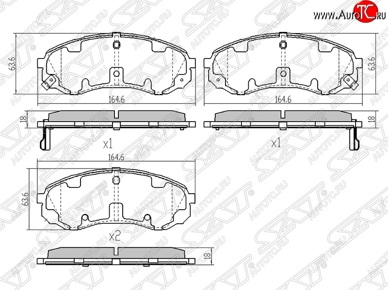 1 229 р. Колодки тормозные SAT (передние) Hyundai Starex/Grand Starex/H1 TQ рестайлинг (2014-2018)  с доставкой в г. Белгород