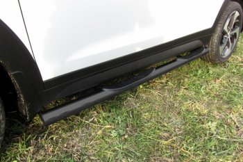 Защита порогов из трубы d76 Slitkoff (с проступью) Hyundai Tucson  TL (2015-2018) дорестайлинг