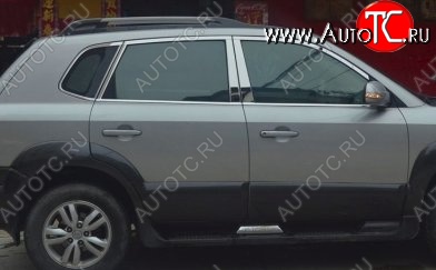 2 399 р. Накладки на нижнюю часть по периметру окон боковых дверей СТ Hyundai Tucson JM (2004-2010) (Неокрашенные)  с доставкой в г. Белгород