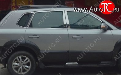 6 899 р. Накладки на верхнюю часть по периметру окон боковых дверей СТ Hyundai Tucson JM (2004-2010) (Неокрашенные)  с доставкой в г. Белгород