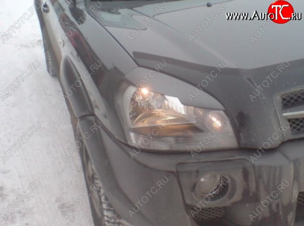 1 449 р. Реснички на фары CT v1 Hyundai Tucson JM (2004-2010) (Неокрашенные)  с доставкой в г. Белгород