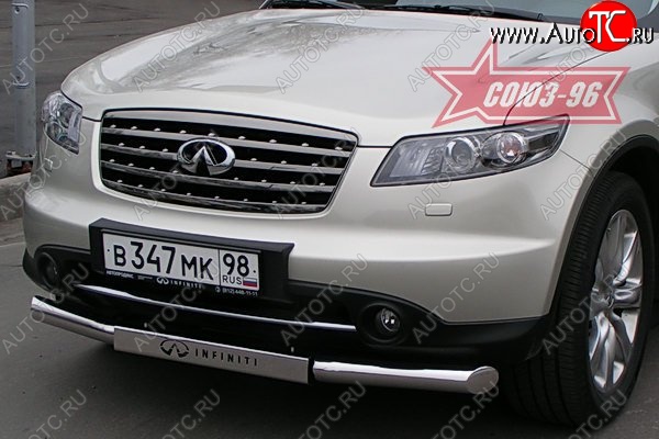 28 394 р. Защита переднего бампера одинарная (Европа) Souz-96 (d76) INFINITI FX35 S50 рестайлинг (2006-2008)  с доставкой в г. Белгород