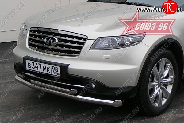 27 134 р. Защита переднего бампера двойная (Европа) Souz-96 (d76/60) INFINITI FX35 S50 рестайлинг (2006-2008)  с доставкой в г. Белгород