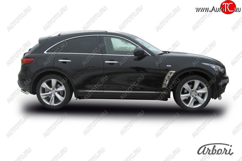 8 369 р. Защита штатных порогов Arbori (черная, d57 mm). INFINITI FX50 S51 дорестайлинг (2008-2011)  с доставкой в г. Белгород