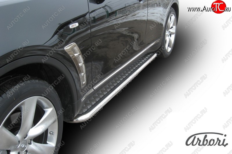 20 519 р. Защита штатных порогов с листом Arbori (нержавейка, алюминий, d57) INFINITI FX50 S51 дорестайлинг (2008-2011)  с доставкой в г. Белгород