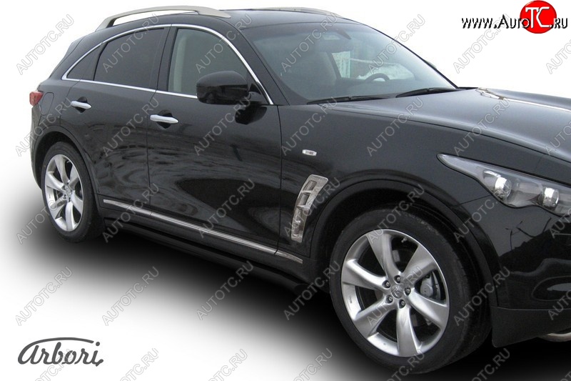10 259 р. Защита штатных порогов Arbori (черная, d76 mm). INFINITI FX50 S51 дорестайлинг (2008-2011)  с доставкой в г. Белгород