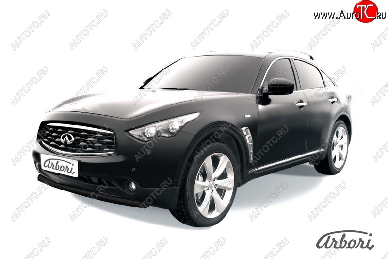 11 159 р. Защита переднего бампера Arbori (черная, 1 труба d76 mm). INFINITI FX50 S51 дорестайлинг (2008-2011)  с доставкой в г. Белгород