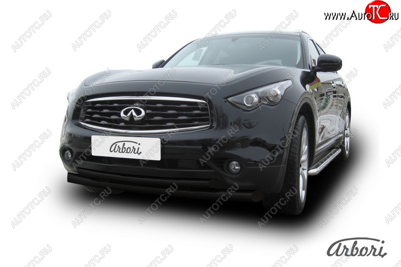 13 859 р. Защита переднего бампера Arbori (черная, 2 трубы d76 и 57 mm) INFINITI FX50 S51 дорестайлинг (2008-2011)  с доставкой в г. Белгород