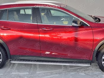 22 999 р. Порожки для ног (труба Ø42) SLITKOFF INFINITI QX30 H15E (2016-2020) (Вариант 2 (лист алюм, проф.сталь))  с доставкой в г. Белгород. Увеличить фотографию 2