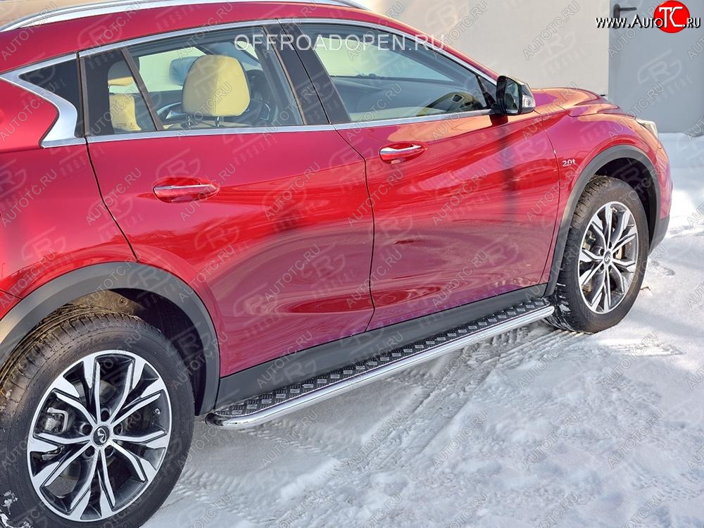 22 999 р. Порожки для ног (труба Ø42) SLITKOFF INFINITI QX30 H15E (2016-2020) (Вариант 2 (лист алюм, проф.сталь))  с доставкой в г. Белгород