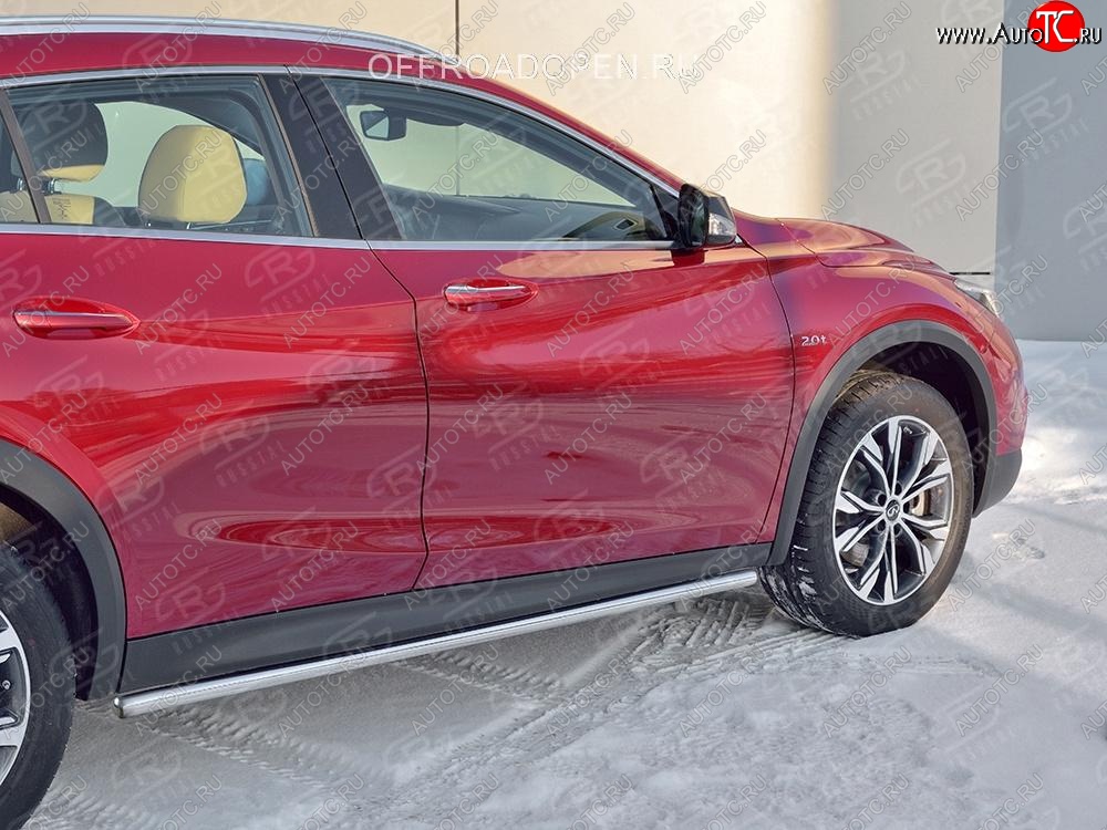 18 799 р. Защита порогов (Ø63 мм) SLITKOFF INFINITI QX30 H15E (2016-2020) (Вариант 2 (пластиковые заглушки))  с доставкой в г. Белгород