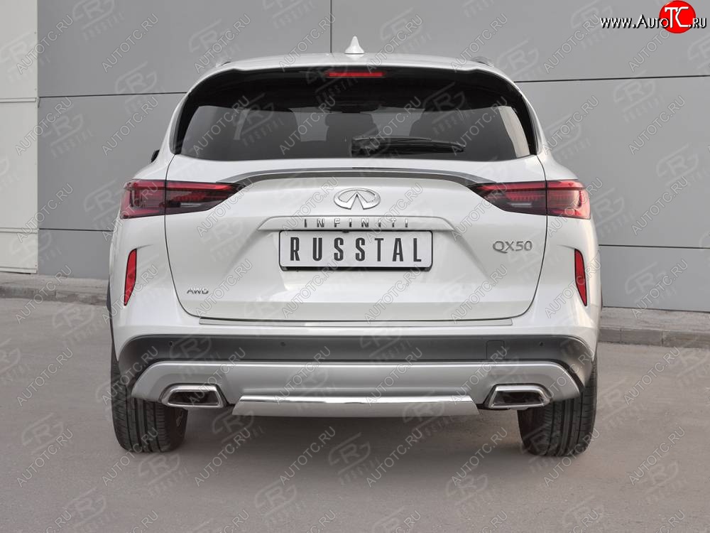 13 899 р. Защита заднего бампера (Ø75x42 мм, нержавейка) Russtal INFINITI Qx50 J55 (2017-2022)  с доставкой в г. Белгород