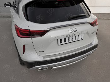 1 479 р. Защитная накладка на задний бампер Russtal (нержавейка зеркальная) INFINITI Qx50 J55 (2017-2022)  с доставкой в г. Белгород. Увеличить фотографию 2
