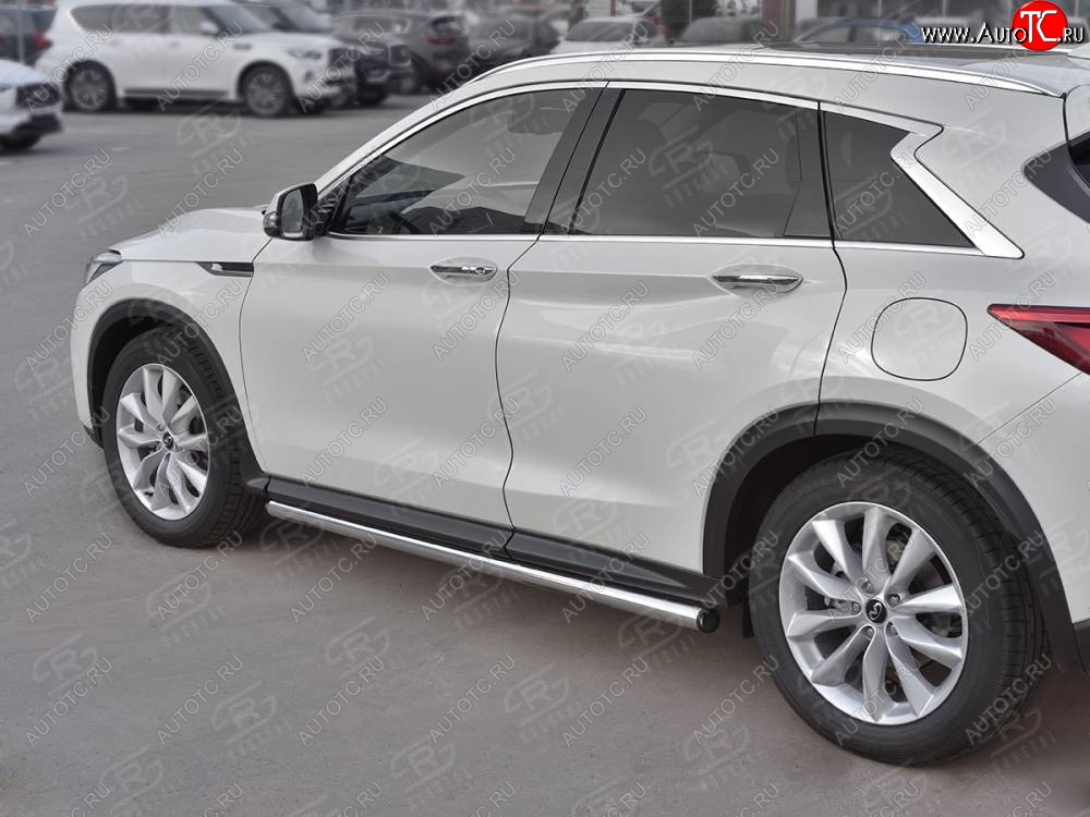 18 799 р. Защита порогов (Ø63 мм, нержавейка) SLITKOFF INFINITI Qx50 J55 (2017-2022) (С пластиковыми заглушками на торцах)  с доставкой в г. Белгород