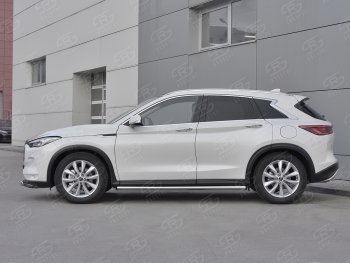 18 799 р. Защита порогов (Ø63 мм, нержавейка) SLITKOFF INFINITI Qx50 J55 (2017-2022) (С пластиковыми заглушками на торцах)  с доставкой в г. Белгород. Увеличить фотографию 2