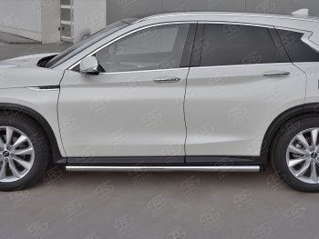 18 799 р. Защита порогов (Ø63 мм, нержавейка) SLITKOFF INFINITI Qx50 J55 (2017-2022) (С пластиковыми заглушками на торцах)  с доставкой в г. Белгород. Увеличить фотографию 3