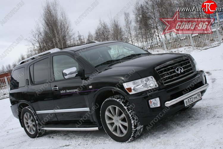 18 134 р. Защита переднего бампера одинарная Souz-96 (d76) INFINITI QX56 JA60 дорестайлинг (2004-2007)  с доставкой в г. Белгород