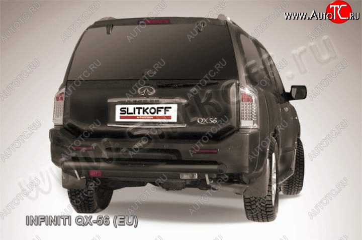 15 999 р. Защита заднего бампера из трубы d76 Slitkoff (с проступью) INFINITI QX56 JA60 дорестайлинг (2004-2007) (Цвет: серебристый)  с доставкой в г. Белгород