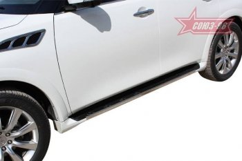 1 249 р. Накладки на торцы штатных порогов Souz96 (нержавеющая сталь) INFINITI QX56 Z62 (2010-2013)  с доставкой в г. Белгород. Увеличить фотографию 2