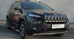 14 449 р. Защита порогов с пластиковыми вставками для ног (Trailhawk, нержавейка 76 мм) Russtal Jeep Cherokee KL дорестайлинг (2014-2017) (Защита порогов с со скосами на торцах (вариант 1))  с доставкой в г. Белгород. Увеличить фотографию 4
