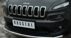 15 999 р. Одинарная защита переднего бампера диаметром 63 мм SLITKOFF  Jeep Cherokee  KL (2014-2017) дорестайлинг  с доставкой в г. Белгород. Увеличить фотографию 2