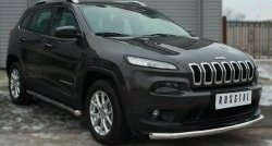 15 999 р. Одинарная защита переднего бампера диаметром 63 мм SLITKOFF  Jeep Cherokee  KL (2014-2017) дорестайлинг  с доставкой в г. Белгород. Увеличить фотографию 3
