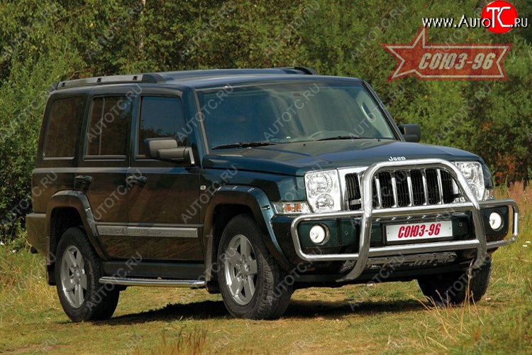 26 954 р. Решетка передняя с защитой бампера Souz-96 (d76) Jeep Commander (2006-2010)  с доставкой в г. Белгород