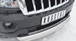 17 749 р. Защита переднего бампера (2 трубыØ76 и 42 мм, нержавейка) SLITKOFF Jeep Grand Cherokee WK2 дорестайлинг (2010-2013)  с доставкой в г. Белгород. Увеличить фотографию 2