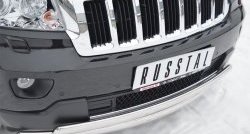 16 849 р. Защита переднего бампера (2 трубыØ75х42 мм, нержавейка) Russtal Jeep Grand Cherokee WK2 дорестайлинг (2010-2013)  с доставкой в г. Белгород. Увеличить фотографию 2