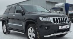 12 299 р. Защита порогов из круглой трубы диаметром 63 мм Russtal Jeep Grand Cherokee WK2 дорестайлинг (2010-2013) (Защита порогов с со скосами на торцах (вариант 1))  с доставкой в г. Белгород. Увеличить фотографию 4