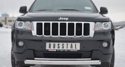 Одинарная защита переднего бампера диаметром 76 мм SLITKOFF Jeep Grand Cherokee  WK2 (2010-2013) дорестайлинг