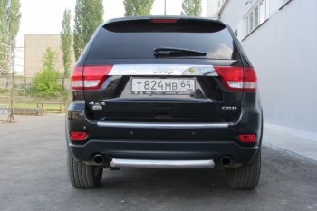 6 999 р. Защита заднего бампера из трубы d76 Slitkoff (короткая) Jeep Grand Cherokee WK2 дорестайлинг (2010-2013) (Цвет: серебристый)  с доставкой в г. Белгород. Увеличить фотографию 2