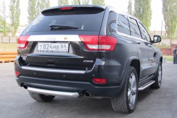 6 999 р. Защита заднего бампера из трубы d76 Slitkoff (короткая) Jeep Grand Cherokee WK2 дорестайлинг (2010-2013) (Цвет: серебристый)  с доставкой в г. Белгород. Увеличить фотографию 3