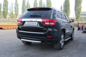 6 999 р. Защита заднего бампера из трубы d76 Slitkoff (короткая) Jeep Grand Cherokee WK2 дорестайлинг (2010-2013) (Цвет: серебристый)  с доставкой в г. Белгород. Увеличить фотографию 4