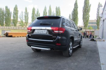 6 999 р. Защита заднего бампера из трубы d76 Slitkoff (короткая) Jeep Grand Cherokee WK2 дорестайлинг (2010-2013) (Цвет: серебристый)  с доставкой в г. Белгород. Увеличить фотографию 5