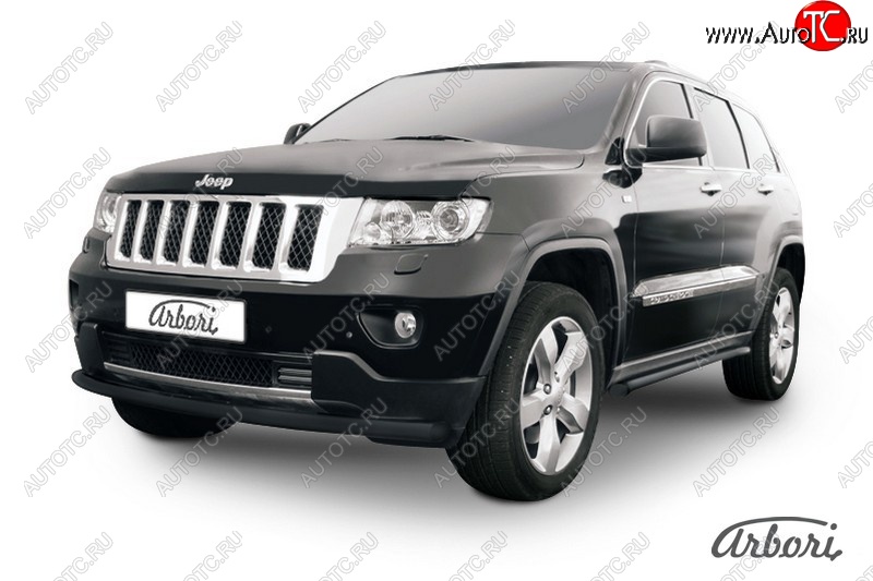 6 749 р. Защита переднего бампера Arbori (черная, 1 труба d57 mm). Jeep Grand Cherokee WK2 дорестайлинг (2010-2013)  с доставкой в г. Белгород