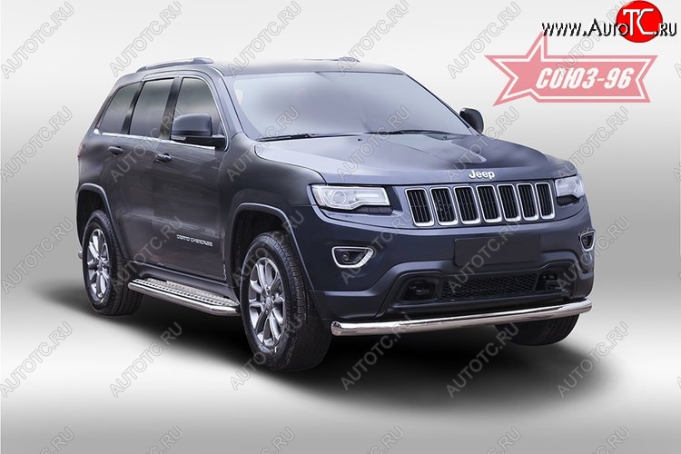 16 469 р. Защита переднего бампера одинарная рестайлинг Souz-96 (d76). Jeep Grand Cherokee WK2 дорестайлинг (2010-2013)  с доставкой в г. Белгород