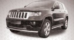 Одинарная защита переднего бампера из трубы диаметром 57 мм Slitkoff Jeep Grand Cherokee  WK2 (2010-2013) дорестайлинг