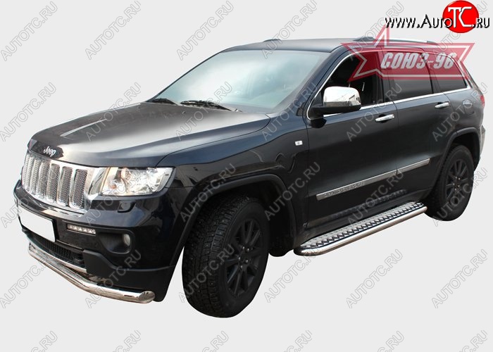 17 639 р. Защита порогов с листом Souz-96 (d60). Jeep Grand Cherokee WK2 дорестайлинг (2010-2013)  с доставкой в г. Белгород