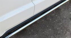 12 299 р. Защита порогов из круглой трубы диаметром 63 мм Russtal Jeep Grand Cherokee WK2 дорестайлинг (2010-2013) (Защита порогов с со скосами на торцах (вариант 1))  с доставкой в г. Белгород. Увеличить фотографию 2