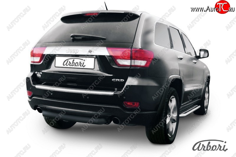 5 399 р. Защита заднего бампера Arbori (короткая, черная, 1 труба d76 mm). Jeep Grand Cherokee WK2 дорестайлинг (2010-2013)  с доставкой в г. Белгород