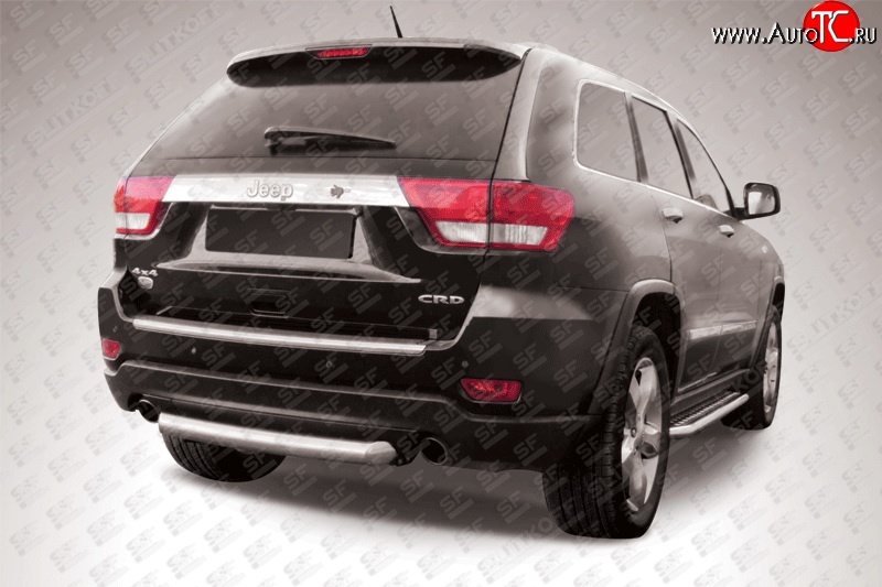 9 999 р. Защита заднего бампера из короткой трубы диаметром 76 мм Slitkoff Jeep Grand Cherokee WK2 дорестайлинг (2010-2013) (Нержавейка, Полированная)  с доставкой в г. Белгород
