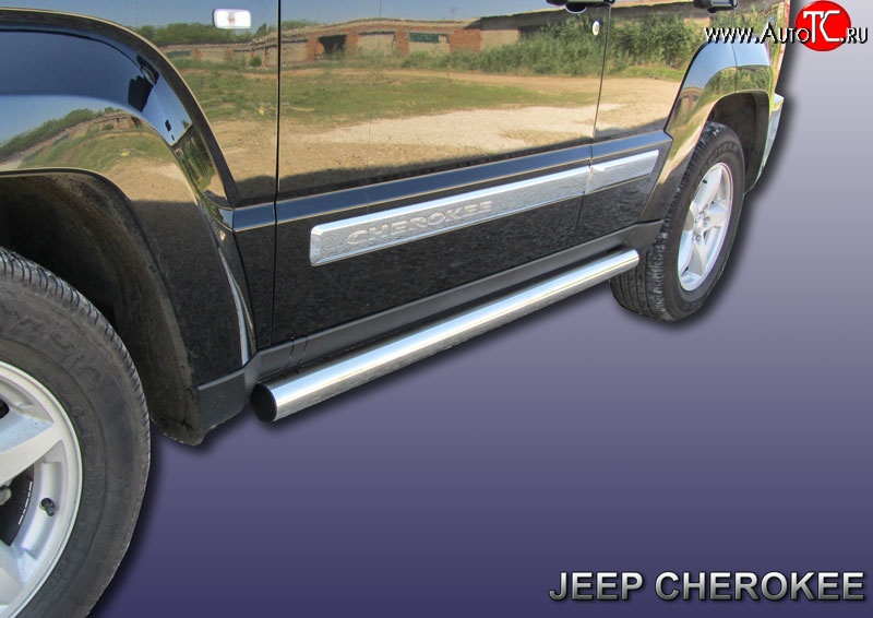 16 699 р. Защита порогов из круглой трубы диаметром 76 мм Slitkoff Jeep Liberty KK (2007-2013) (Нержавейка, Полированная)  с доставкой в г. Белгород