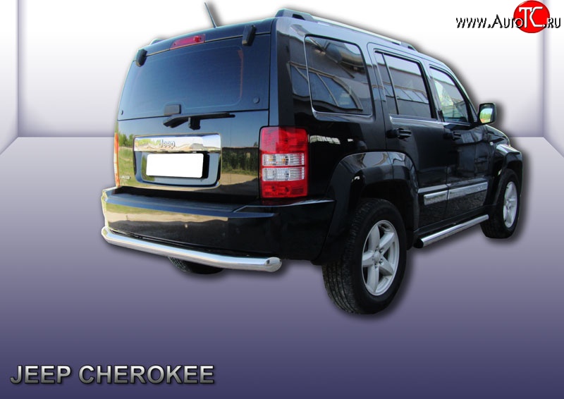 16 299 р. Защита заднего бампера из трубы диаметром 76 мм Slitkoff Jeep Liberty KK (2007-2013) (Нержавейка, Полированная)  с доставкой в г. Белгород