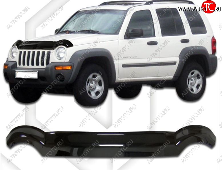 2 199 р. Дефлектор капота CA-Plastic Jeep Liberty KJ рестайлинг (2004-2007) (Classic черный, Без надписи)  с доставкой в г. Белгород