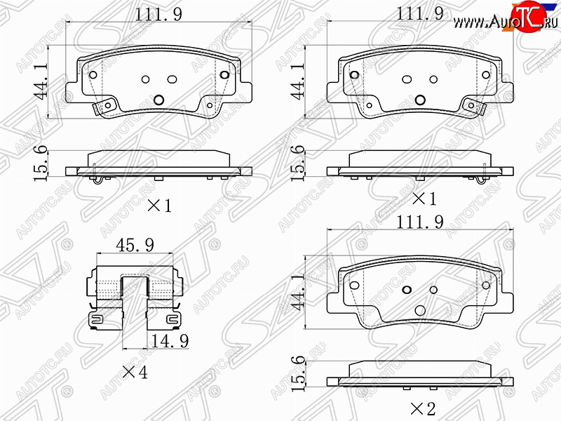 2 159 р. Задние тормозные колодки SAT Hyundai Sonata DN8 (2019-2022)  с доставкой в г. Белгород